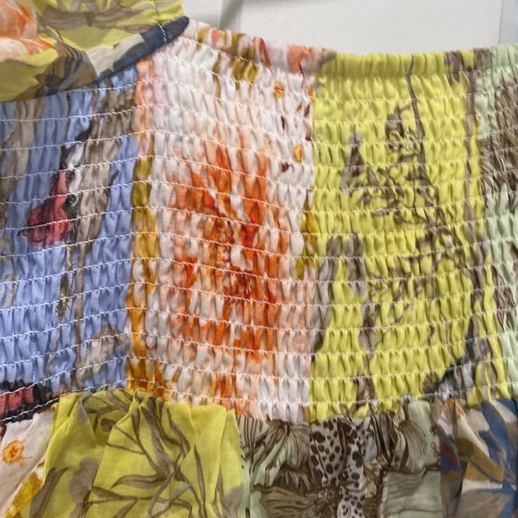 Banana Republic Ramie Twist Dress in Patchwork Blue small petite s p long sleeve - Picture 11 of 11